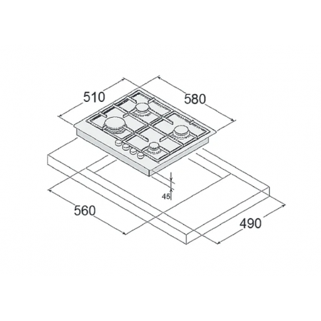 Газовая панель Fabiano FHGR 3344 GHT Ivory А-18